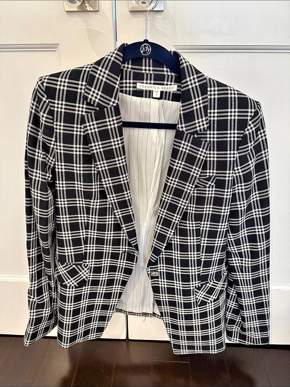 Veronica Beard Plaid Blazer in Black & White Like New
